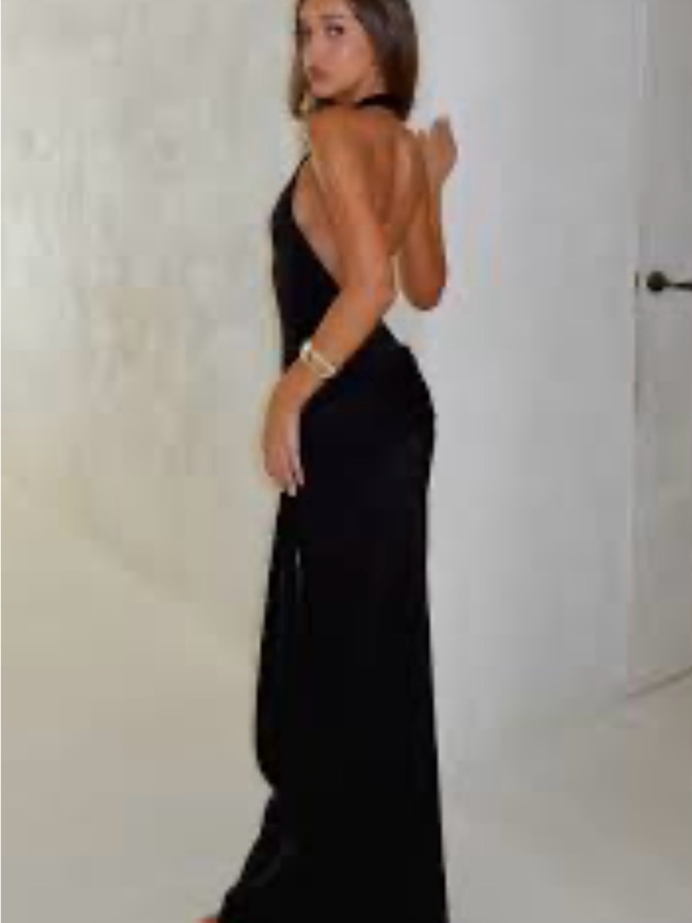 White fox black maxi dress Backless, Halter, V neck Evening Dress size: S